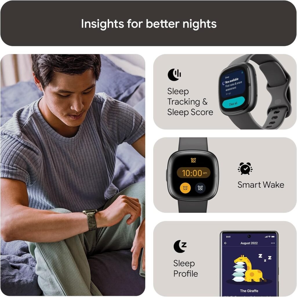 Fitbit Sense 2 Advanced Health and Fitness Smartwatch with Tools to Manage Stress and Sleep, ECG App, SpO2, 24/7 Heart Rate and GPS, Shadow Grey/Graphite, One Size (S  L Bands Included)