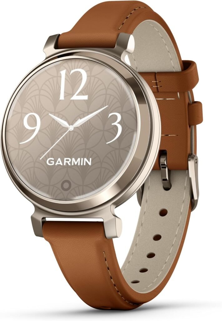 Garmin Lily 2, Small and Stylish Smartwatch, Hidden Display, Patterned Lens, Up to 5 Days Battery Life, Tan